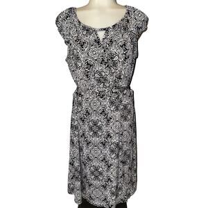 Laundry by Design Black and White Faux Wrap Dress Size Medium 6/8 Womens